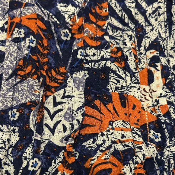 Maeve by Anthropologie Shirt Women’s XS Navy and Orange Animal Print Flowy - Picture 3 of 9